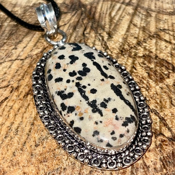 Speckled Dalmation Stone Pendant 2 1/2” - Picture 7 of 13
